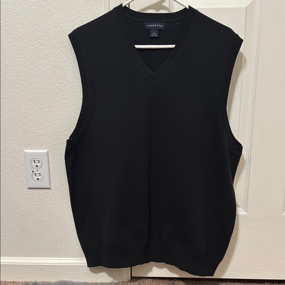 Lands' End Men's Black Sweater Vest
